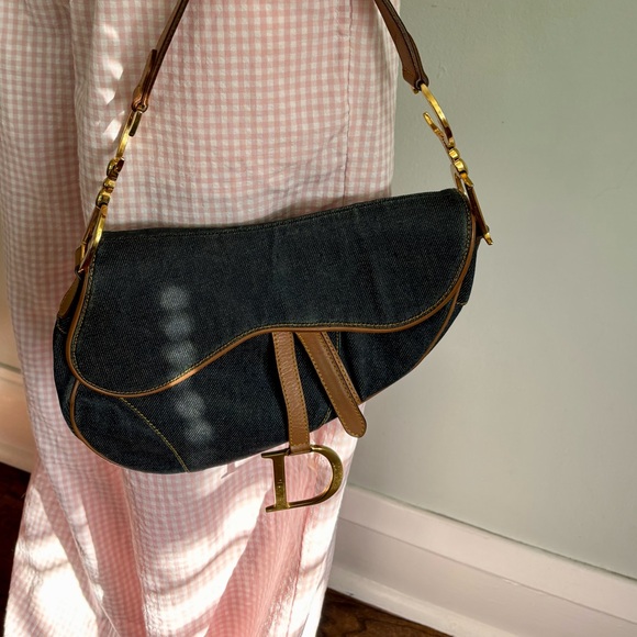 Christian Dior Blue Denim Saddle Handbag - Picture 2 of 9